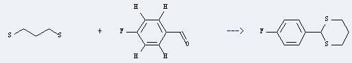 The 2-(4-Fluorophenyl)-1,3-dithiane could be obtained by the reactants of 4-fluoro-benzaldehyde and propane-1,3-dithiol